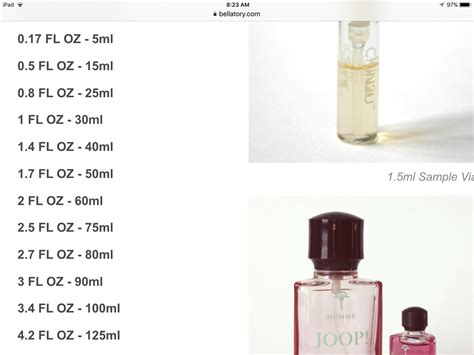 perfume tester bottle sizes